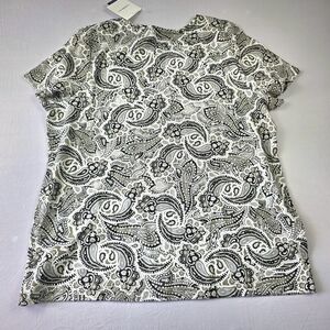 croft & barrow Black & White Paisley Short Sleeve Tee